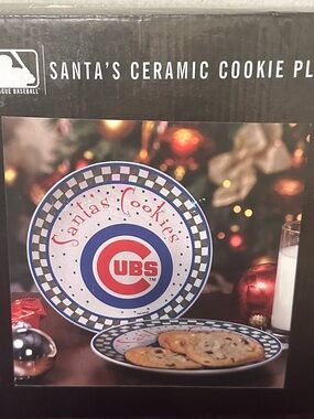 Santa’s Cookies Chicago Cubs plate like new MLB baseball Xmas Christmas